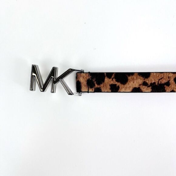 Michael Kors Dyed Leopard Print Real Fur Calf Hair Skinny Belt - Picture 7 of 13